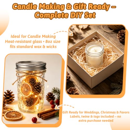 8 oz Glass Mason Jars (8oz-12pcs-D)