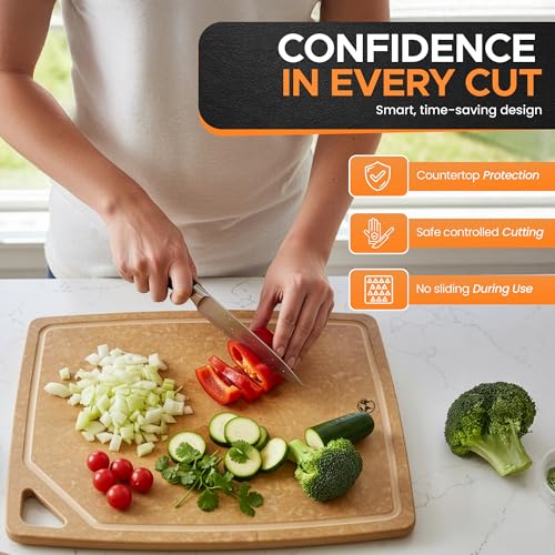 Composite Wood Cutting Board Set of 3 (Tan/Juice)