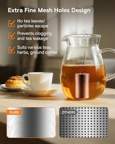 2 Pack Tea Strainers for Loose Tea (Small×2 / Wheat)