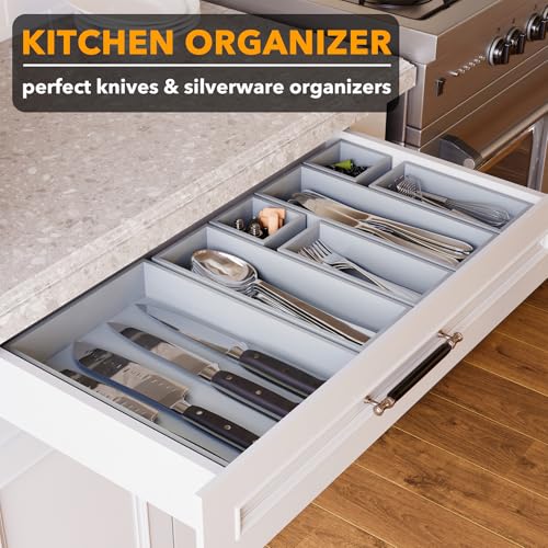 7 Piece Bamboo Drawer Organizer Storage Boxes Set (7-Piece / Gray)