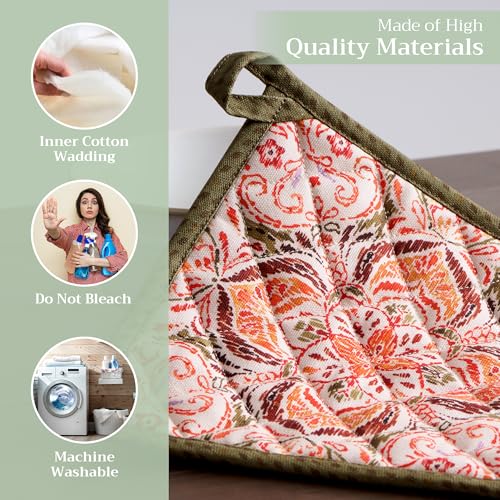 Pot Holders 100% Cotton Potholders (036 - Damask / 8" x 8" (Pot Holder Pack of 1))