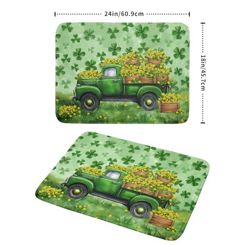 Holiday Dish Drying Mat for Kitchen Counter（Green Lucky Truck） (Green Lucky Truck / 24" x 18")