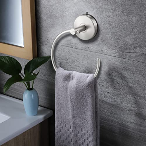 Suction Cup Hand Towel Ring Brushed Nickel Hand Towel Holder for Bathroom Wall SUS 304 Stainless Steel Kitchen Towel Hanger (Brushed Nickel - Style 2 / Style #04)