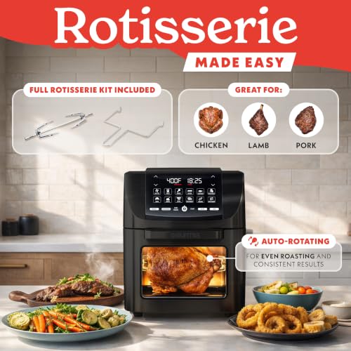 Air Fryer 14 Qt Rotisserie Oven with Window (Black)
