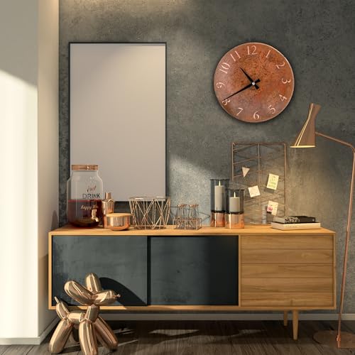 Handmade Pure Copper Wall Clock for Home Decoration (Rusty Numbers / 17.7)