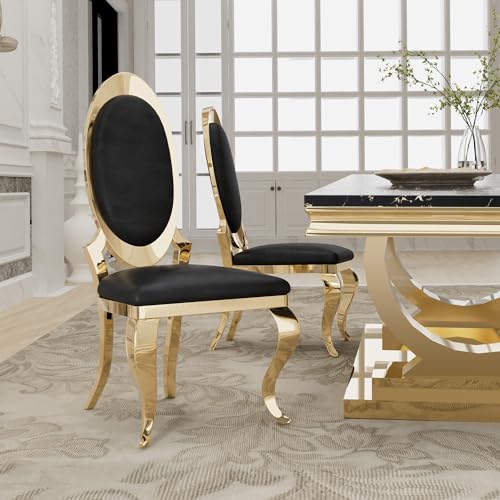 Modern Dining Chairs Set of 2 (Black/Gold / Set of 2)