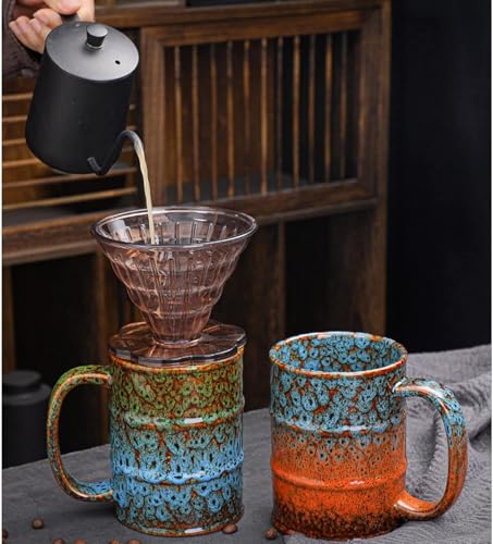 Coffee Mug 20 Oz Coffee Cups Ceramic Tea Cup Large Coffee Mug for Office and Home (Red and Green)