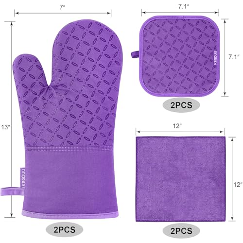 Oven Mitts and Pot Holders 6pcs Set (Purple)