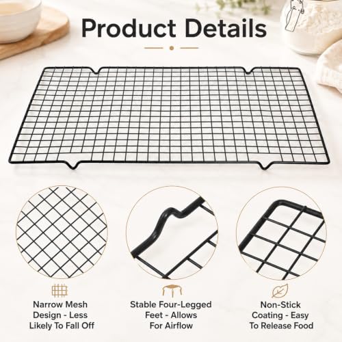 8 Packs Cooling Racks 16"x10" Baking Rack for Cooking and Baking (Black)