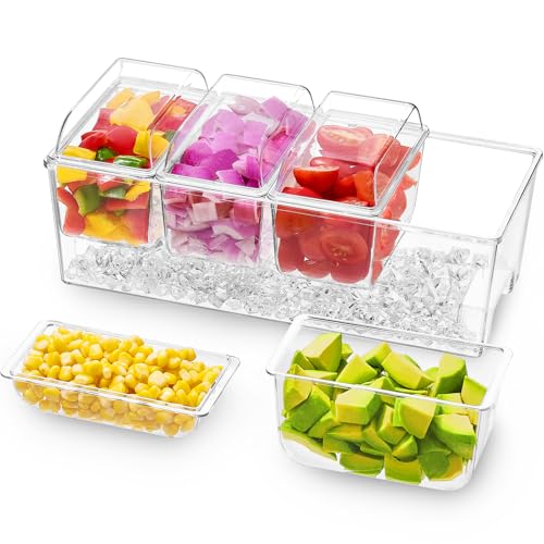 Chilled Condiment Caddy with 4 Compartment & Individual Lids (without Accessories / 4 Containers)