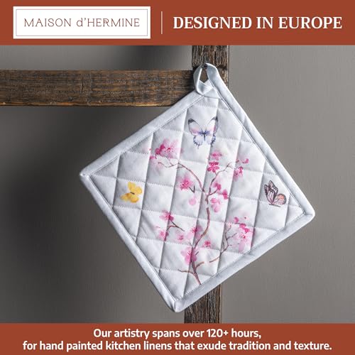 Pot Holders 100% Cotton Potholders (050 - Blossoms in Spring / 8" x 8" (Pot Holder Pack of 1))