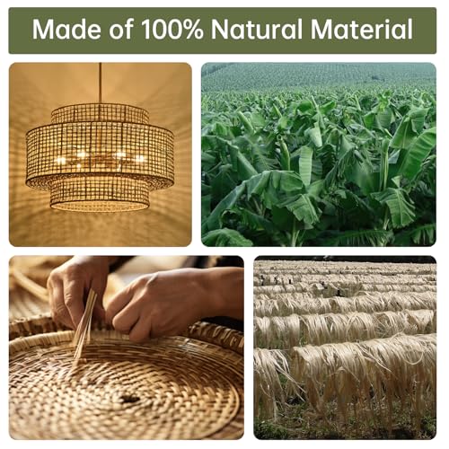 24" Rattan Chandelier for Dining Room (Gold / 24" 6-Light)