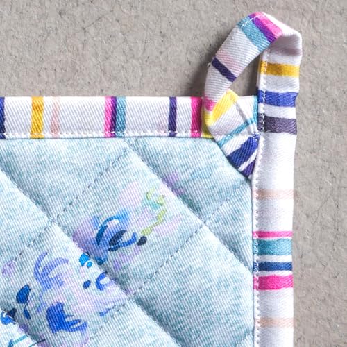 Pot Holders 100% Cotton Potholders (054 - Sweet Rose Lavender - Lush / 8" x 8" (Pot Holder Pack of 2))