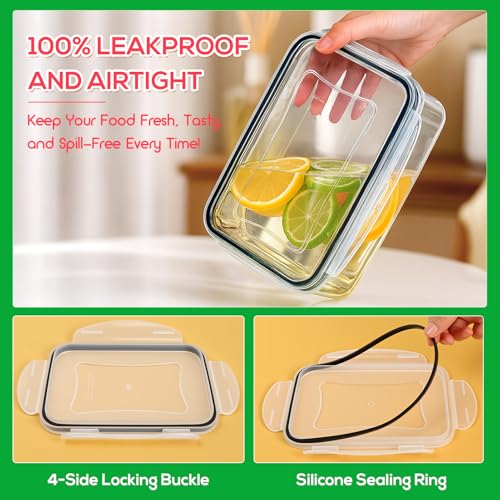 62PCS Thick Food Storage Containers with Airtight Lids for Meal Prep (476oz-31 Pack)