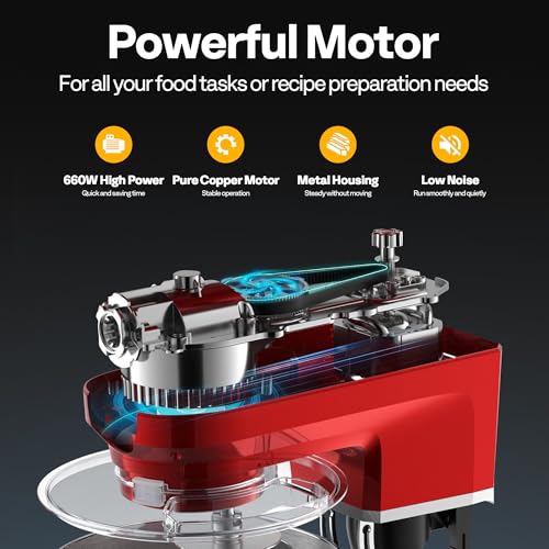 6-in-1 Stand Mixer, 8.5-Quart Tilt-Head Mixer, 10 Speeds, Red (6-in-1 / Red)