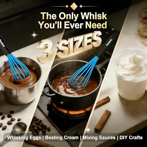 Silicone Balloon Whisk (9+11+12 inch / 3 Pcs Blue)