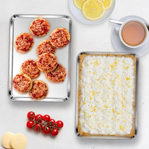 10x8 Inches Small Stainless Steel Baking Sheet Set of 4 (10x8x1)