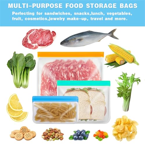 Reusable Snack Bags Dishwasher Safe (10 Pack Orange Snack Bags)