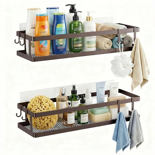 2 Pack 16.5" Extra Long Slim Shower Caddy (Vintage Bronze / Minimalist Open (16.5" Extra Long))