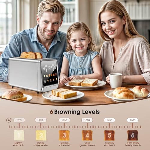 Toaster 4 Slice Long Slot for Bagels & Artisan Bread (Stainless steel / 2 Slots 4 Slice)