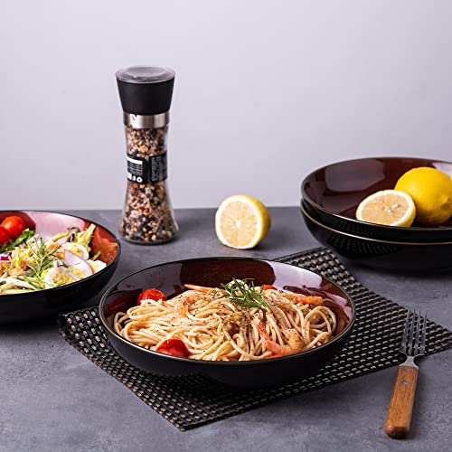 9.0" Ceramic Pasta Bowls Set of 6 (Set of 6 / Red)