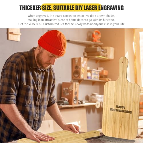 6 Pcs Bamboo Cutting Boards Bulk Thicken for Chopping Serving (15 x 7 inches)