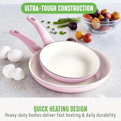 Non Stick Fry Pan Set (7" & 10" Frying Pan Skillet Set / Pink)