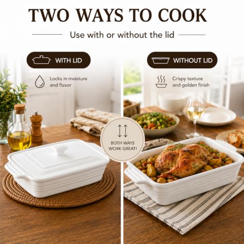 4.4 Qt Casserole Dish for Oven (4.4 QT - White)