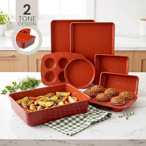 8 Piece Stackable Bakeware Set (Cabernet)