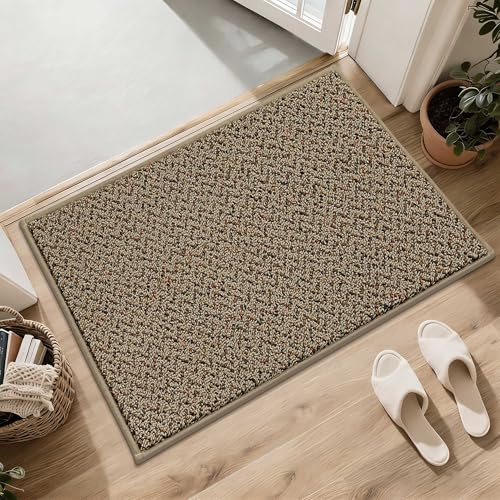 Dirt Trapper Door Mat 17"x30" Non Slip Washable Taupe (Taupe / 17inx30in)