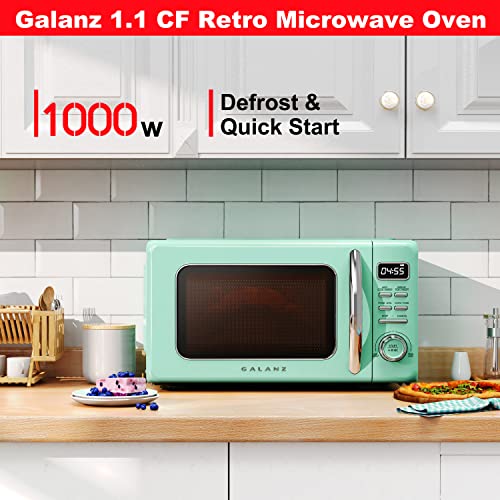 GLCMKZ11GNR10 Retro Countertop Microwave Oven with Auto Cook & Reheat (Green / 1.1 cu ft / Modern)
