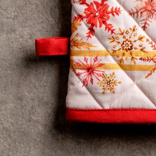 100% Cotton Oven Mitt & Pot Holder Set (082 - Crystal Star / 7.5" x 13" & 8" x 8" (Oven Mitt & Pot Holder))