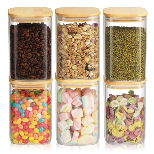 6 Pack Glass Pantry Storage Jars