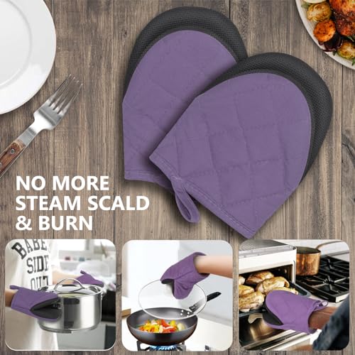 1 Pair Short Oven Mitts (Purple)