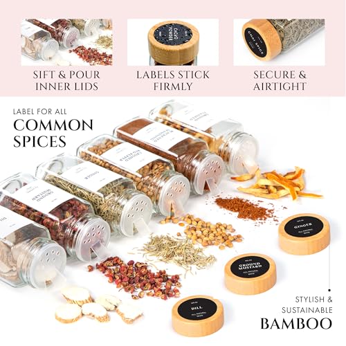 Glass Spice Jars With Bamboo Lids (4 Count)