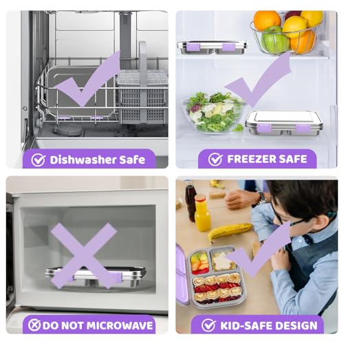 Stainless Steel Bento Box for Kids 1000ml (Purple)