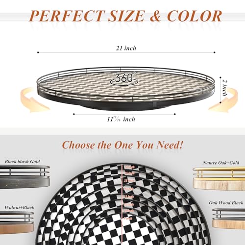 21 Inch Black and White Checkerboard Lazy Susan Decorative Tray (Black & White / 21 inches)