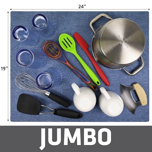 Jumbo XL Dish Drying Mat (Borage Blue Stucco / 19" x 24")