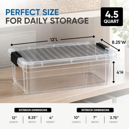 Clear Plastic Storage Bins with Lid (4.5 Quart)