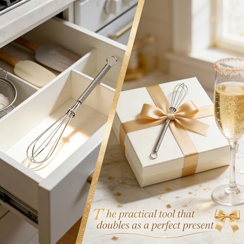 Small Wire Whisk Set of 2 (6+8 inch / 2 Pieces Silver)