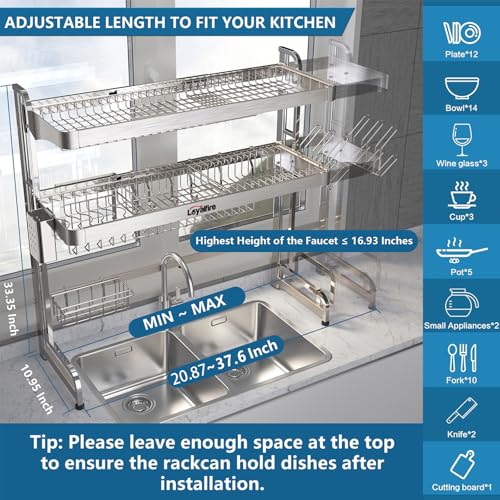 Over Sink Dish Drying Rack (Silver)