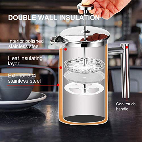 French Press Coffee Maker (Silver / 17 oz)