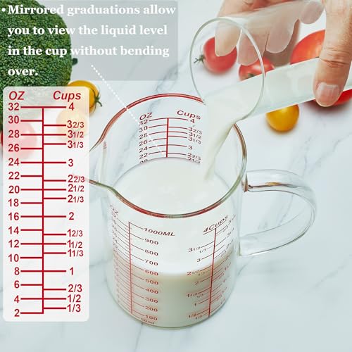 Ackers Mirror Graduated Glass Measuring Cup (32OZ Mirror Graduated)