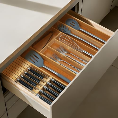 Knife Drawer Organizer (Natural / 9 Holder)
