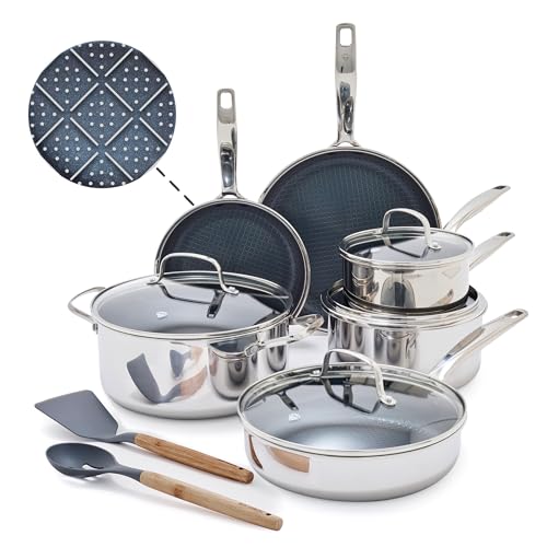 Hybrid 12 Piece Stainless Steel Nonstick Cookware Set (12 Piece Cookware Set)