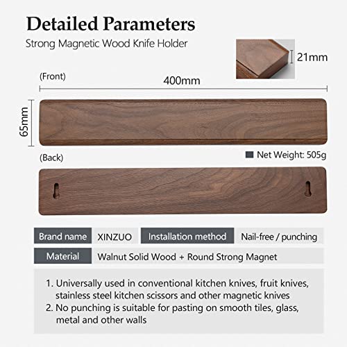 Walnut Wood Knife Magnetic Strips 16 Inch (16 Inch)
