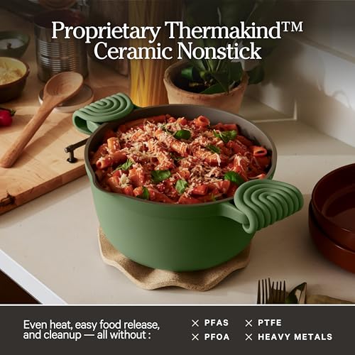 Perfect Pot 5.5 Qt Nonstick Ceramic Pot & Dutch Oven with Lid (5.5 Quarts / Sage)
