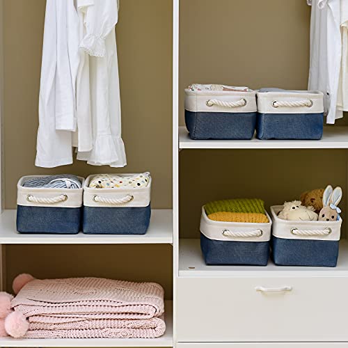 Storage Basket for Organizing (White&Blue / Small (Pack of 6))
