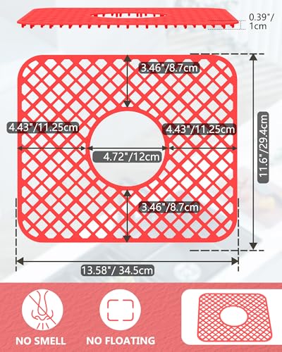 2 Pack Silicone Sink Mat Protector for Kitchen Sink (Red)