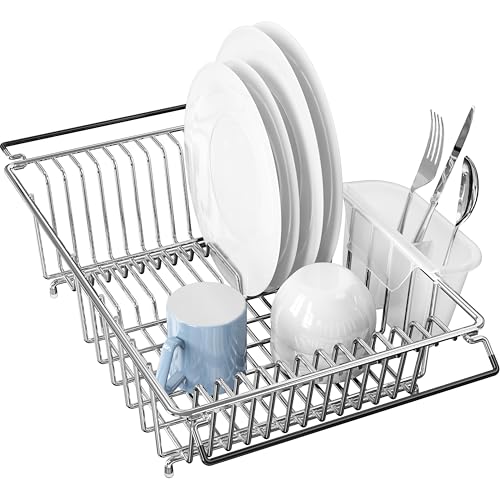 Large Stainless Over Sink Counter Top Dish Drainer Rack (Large / Chrome)